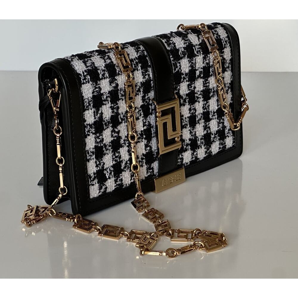 Versace Greek Key Leather Black Wallet on Chain Mini Shoulder Bag 1007220 NWT - Picture 6 of 16